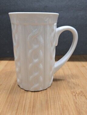 Bay Island Cup Mug Cable Knit White Coffee Cup, 5"